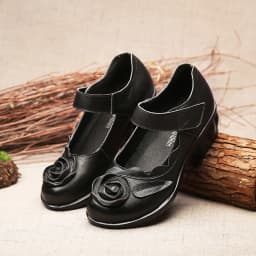 Vintage Cowhide Leather Sandals Women High Quality Mary Jane Shoes Low Heels Sandal With Flower Woman Chic Shoes Sandalias Mujer