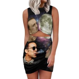 Nicolas Cage Dress Funny Nicholas Print Street Fashion Dresses  Summer Sexy Bodycon Dress Women Print Oversized Vestidos