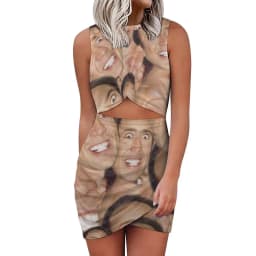 Nicolas Cage Dress Funny Nicholas Print Street Fashion Dresses  Summer Sexy Bodycon Dress Women Print Oversized Vestidos