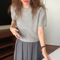 Cashmere knit short sleeve women's bottom loose top half sleeve T-shirt spring and autumn pullover short wool half sleeve