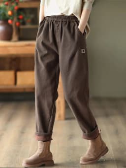 Amax luluE 2024 Luxury Clothing Winter Womens Fashion Loose Warm Fur Pants Female Casual Vintage Thicken Harajuku Harem Trousers