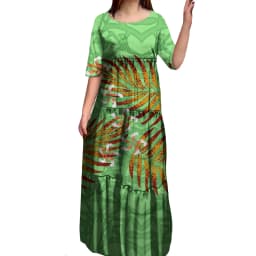 Anti-wrinkle 8XL Polynesian Milk Silk O-neck Tiered Dress Hot Selling Pacific Island Art Hawaii Design Evening Mermaid Dresses