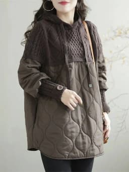 Amax LuluE Winter Fashion Clothes Womens Loose Warm Hooded Knitted Padded Hoodies Ladies Casual Vintage Thicken Long Sweatshirts