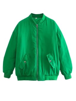 Klacwaya Bomber Jacket For Women 2022 Khaki Green Bomber Coat Women Padded Jacket Oversized Casual Jackets