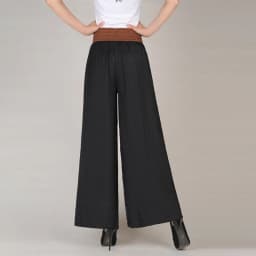 2023 New National Wide Leg Pants Summer Fashion Casual Women's Culotes Waist Lace Up Large Hemlines High Waist Loose Trousers