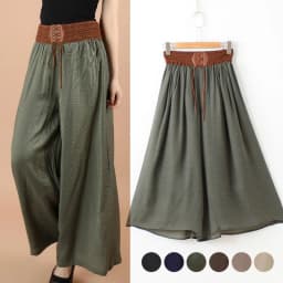 2023 New National Wide Leg Pants Summer Fashion Casual Women's Culotes Waist Lace Up Large Hemlines High Waist Loose Trousers