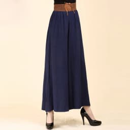 2023 New National Wide Leg Pants Summer Fashion Casual Women's Culotes Waist Lace Up Large Hemlines High Waist Loose Trousers