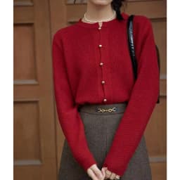 Retro knitted cashmere cardigan women autumn and winter round collar pullover bottom sweater jacket loose show thin wool coat