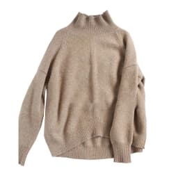 Autumn and Winter New Cashmere Sweater Women's High-Necked Pullover Loose Thick Sweater Short Paragraph Knit Shirt