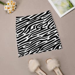 Black Zebra Stripes Skirt Woman Modern Animal Shiny Vintage Mini Skirts High-waist Print Street Style Casual Skirt Big Size 3XL