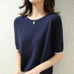 Temperament wind ice silk knit short sleeve women thin osmanthus needle pure cotton line T shirt summer bottom jacket