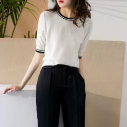 Temperament wind ice silk knit short sleeve women thin osmanthus needle pure cotton line T shirt summer bottom jacket