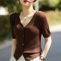 Temperament French hollow out ice silk short sleeve sweater cardigan female summer new thin loose jacket jacket