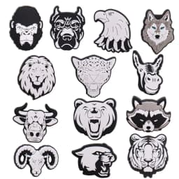 1Pcs Horse Black White Animals Lion Tiger Wolf PVC Shoes Decorations Buckle Charms Fit Cool Kids Party Gift
