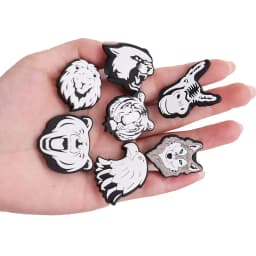 1Pcs Horse Black White Animals Lion Tiger Wolf PVC Shoes Decorations Buckle Charms Fit Cool Kids Party Gift