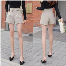 Wide Leg Women's Shorts Fashion Aesthetic Casual High Waist Korean Summer Cotton Black Sexy Elastic Vintage Luxury Short Pants