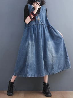 Masss Wasss Fashion Vintage Summer Clothing 2022 Women Loose Classic Vestidos Leisure Elegant Sleeveless Sexy Punk Denim Dresses