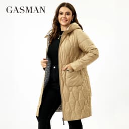 GASMAN 2023 New Women's spring Down jacket Autumn Women Coat Long parka Fashion women's jackets female Thin Cotton L-5XL 8327
