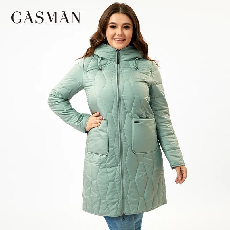 GASMAN 2023 New Women's spring Down jacket Autumn Women Coat Long parka Fashion women's jackets female Thin Cotton L-5XL 8327