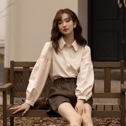 Korean Fashion Women's Blouses 2023 Spring Autumn Single Breasted Tops Clothes for Women Solid High Street Lantern Sleeve Shirts