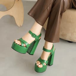 Ultra High Thick Heels Crossed Thin Straps Peep Toe Shoes Stone Pattern High Platform Square Buckle Women's Sexy Sandals