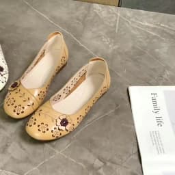 Fashion White Cutout Shallow Flats Woman Designer Floral Hollows Summer Flat Shoes for Women 2023 Casual Leather Loafers