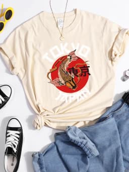 Tokyo Sun Carp, Japan Prints Tshirt Fashion Summer T Shirt Street High Quality Tee Clothing Breathable Sport Cool Women T Shirts