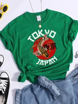 Tokyo Sun Carp, Japan Prints Tshirt Fashion Summer T Shirt Street High Quality Tee Clothing Breathable Sport Cool Women T Shirts