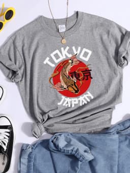 Tokyo Sun Carp, Japan Prints Tshirt Fashion Summer T Shirt Street High Quality Tee Clothing Breathable Sport Cool Women T Shirts