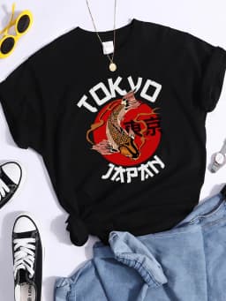 Tokyo Sun Carp, Japan Prints Tshirt Fashion Summer T Shirt Street High Quality Tee Clothing Breathable Sport Cool Women T Shirts