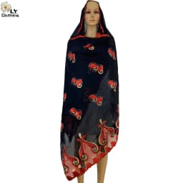 2023 New African Ladies Summer Outdoor Embroidered Cotton Scarf Shawl Fashionable Casual Diamond Scarf-Style Headscarf