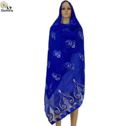 2023 New African Ladies Summer Outdoor Embroidered Cotton Scarf Shawl Fashionable Casual Diamond Scarf-Style Headscarf