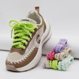 Coolstring Single Layer Solid Color Flat Cozy Plush Fluffy Shoelaces 7mm Casual Women Pink Fuzzy Laces Stylish Shoulder Straps