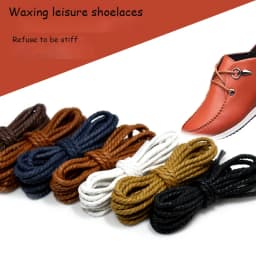 Waxed Shoeslaces for Women In Thick British Style Leather Shoes Boots Laces Round Black for Men Cotton Linen Fine Laces