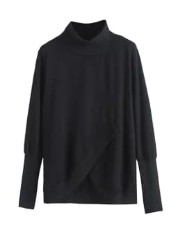 Amaxl UluE European Fashion 2024 Autumn Womens Black Turtleneck Design Tops Ladies Punk Casual Tee Shirts Loose Cotton Clothes