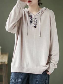 Amax luluE 2025 Hooded Pullovers Women Loose Japan Style Buttons Knitted Sweater Vintage Female New Autumn Fashion Retro Jumpers