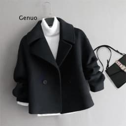 Korean Fashion Women's Woolen Coats Autumn Winter Elegant Short Jackets Solid Slim Thicken Outerwear Tops Chaqueta De Mujer