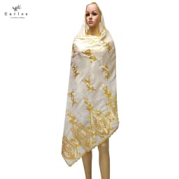 2026 Hot Sale African Women Scarfs Big Circle Design Big Embrodiery 100% Cotton Big Size Muslim Scarf for Shawls Pashmina Sc-42