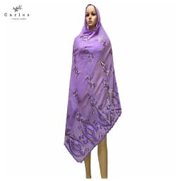 2026 Hot Sale African Women Scarfs Big Circle Design Big Embrodiery 100% Cotton Big Size Muslim Scarf for Shawls Pashmina Sc-42