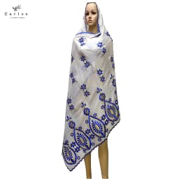 2026 Hot Sale African Women Scarfs Big Circle Design Big Embrodiery 100% Cotton Big Size Muslim Scarf for Shawls Pashmina Sc-42