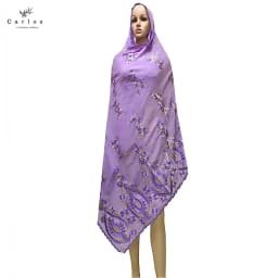 2026 Hot Sale African Women Scarfs Big Circle Design Big Embrodiery 100% Cotton Big Size Muslim Scarf for Shawls Pashmina Sc-42