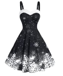 Women's Dress Christmas Floral Print Cold Shoulder Flounce Trim Elegant Dresses For New Year Sexy Plus Size s-3xl Elk Deer