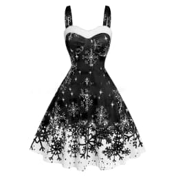 Women's Dress Christmas Floral Print Cold Shoulder Flounce Trim Elegant Dresses For New Year Sexy Plus Size s-3xl Elk Deer