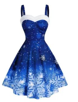 Women's Dress Christmas Floral Print Cold Shoulder Flounce Trim Elegant Dresses For New Year Sexy Plus Size s-3xl Elk Deer