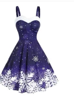 Women's Dress Christmas Floral Print Cold Shoulder Flounce Trim Elegant Dresses For New Year Sexy Plus Size s-3xl Elk Deer