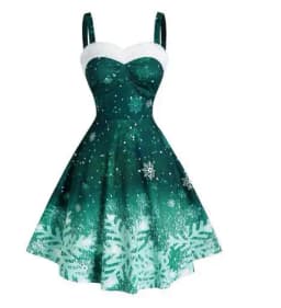 Women's Dress Christmas Floral Print Cold Shoulder Flounce Trim Elegant Dresses For New Year Sexy Plus Size s-3xl Elk Deer