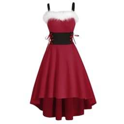 Women's Dress Christmas Floral Print Cold Shoulder Flounce Trim Elegant Dresses For New Year Sexy Plus Size s-3xl Elk Deer