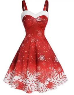 Women's Dress Christmas Floral Print Cold Shoulder Flounce Trim Elegant Dresses For New Year Sexy Plus Size s-3xl Elk Deer