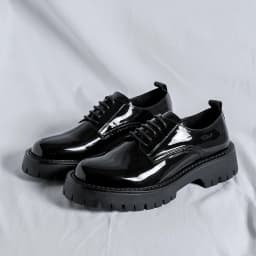 Korean style mens casual business wedding formal dresses patent leather shoes lace-up platform shoe black gentleman footwear man