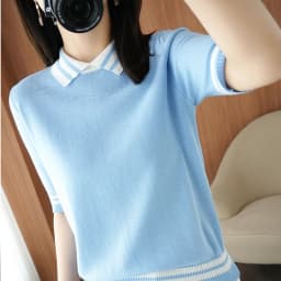 T-shirt women's summer new 100% cotton knitted sweater short-sleeved casual lapel stitching large size women's pullover
